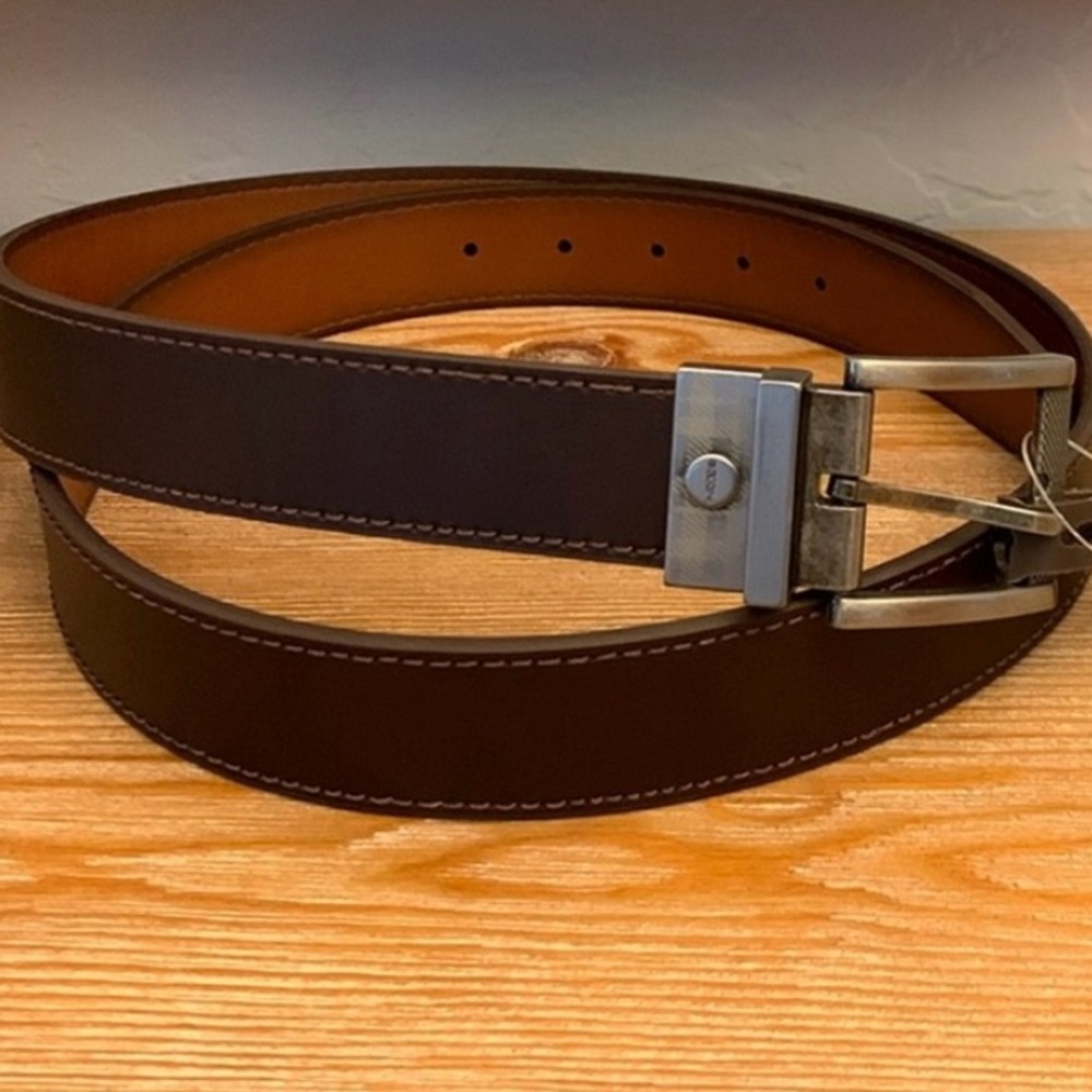 🆕 BOCONI Reversible Leather Belt - Brown/Tan - Size 44